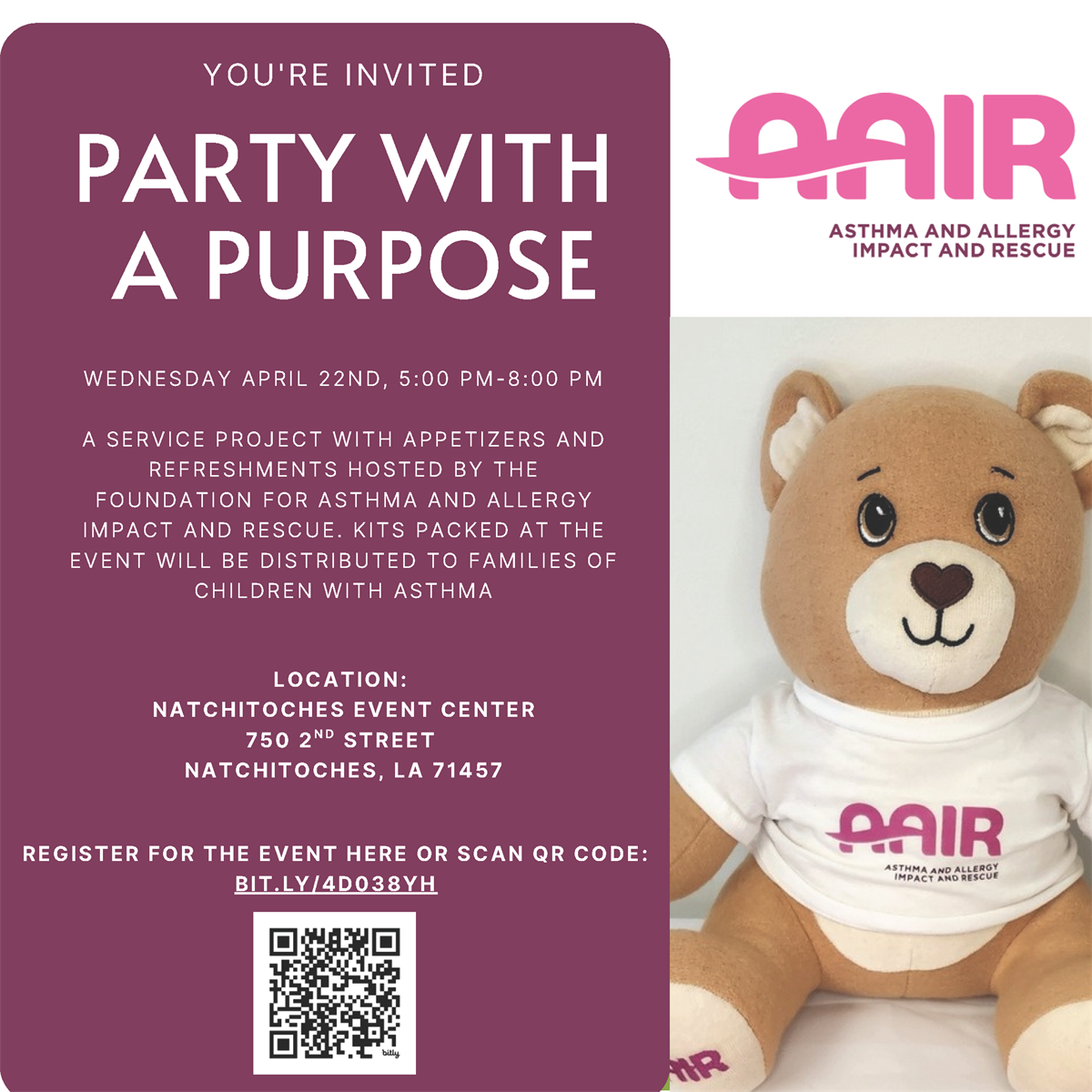 Be a part of this great event to support children with asthma and allergies